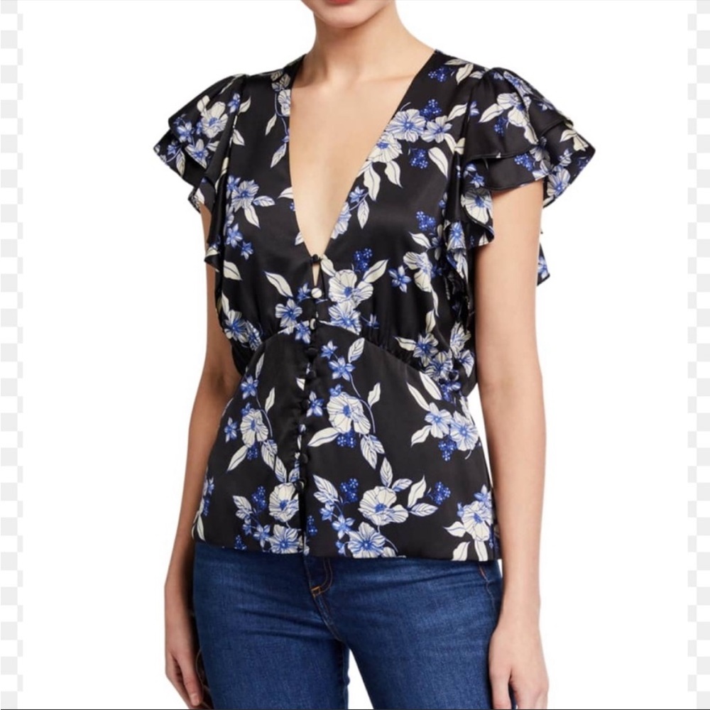 Veronica beard polly floral button top